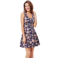 Kate Kasin Elegante & Slim Fit Casual Vestido de verão floral sem mangas em U-Neck KK000297-1